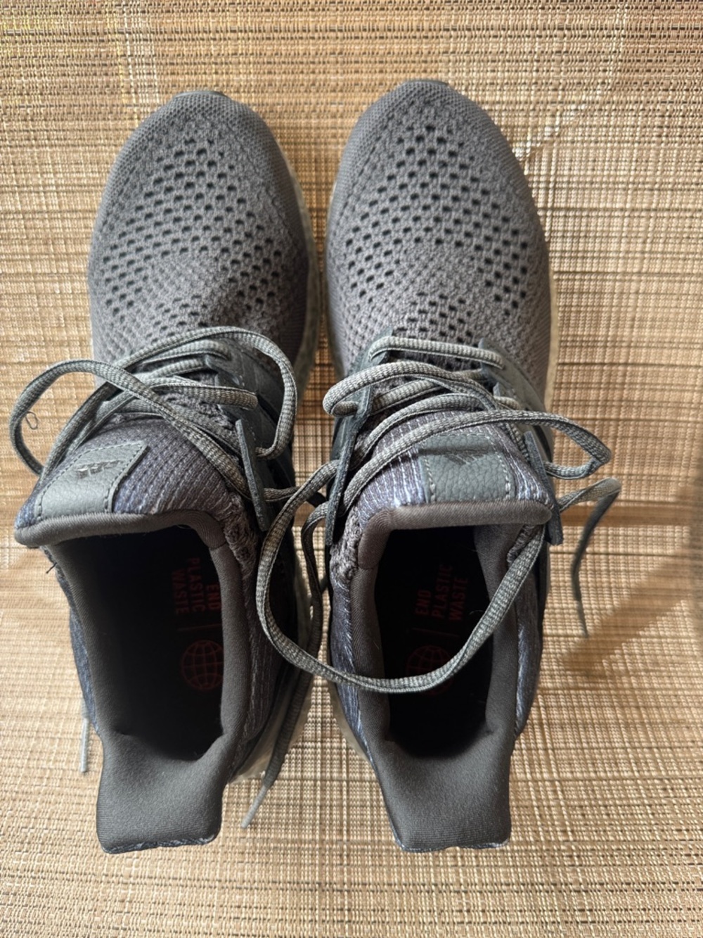 adidas Men's Grey Knit Lace-Up Sneakers